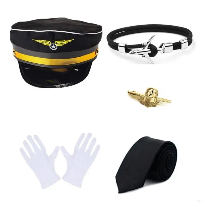 Q0KE Airline Captain Costume Accessory Captain Uniform Epaulettes Hat Neck Tie Flight Attendant Stewardess Role Play Outfit
Q0KE Airline Captain Costume Accessory Captain Uniform Epaulettes Hat Neck Tie Flight Attendant Stewardess Role Play Outfit