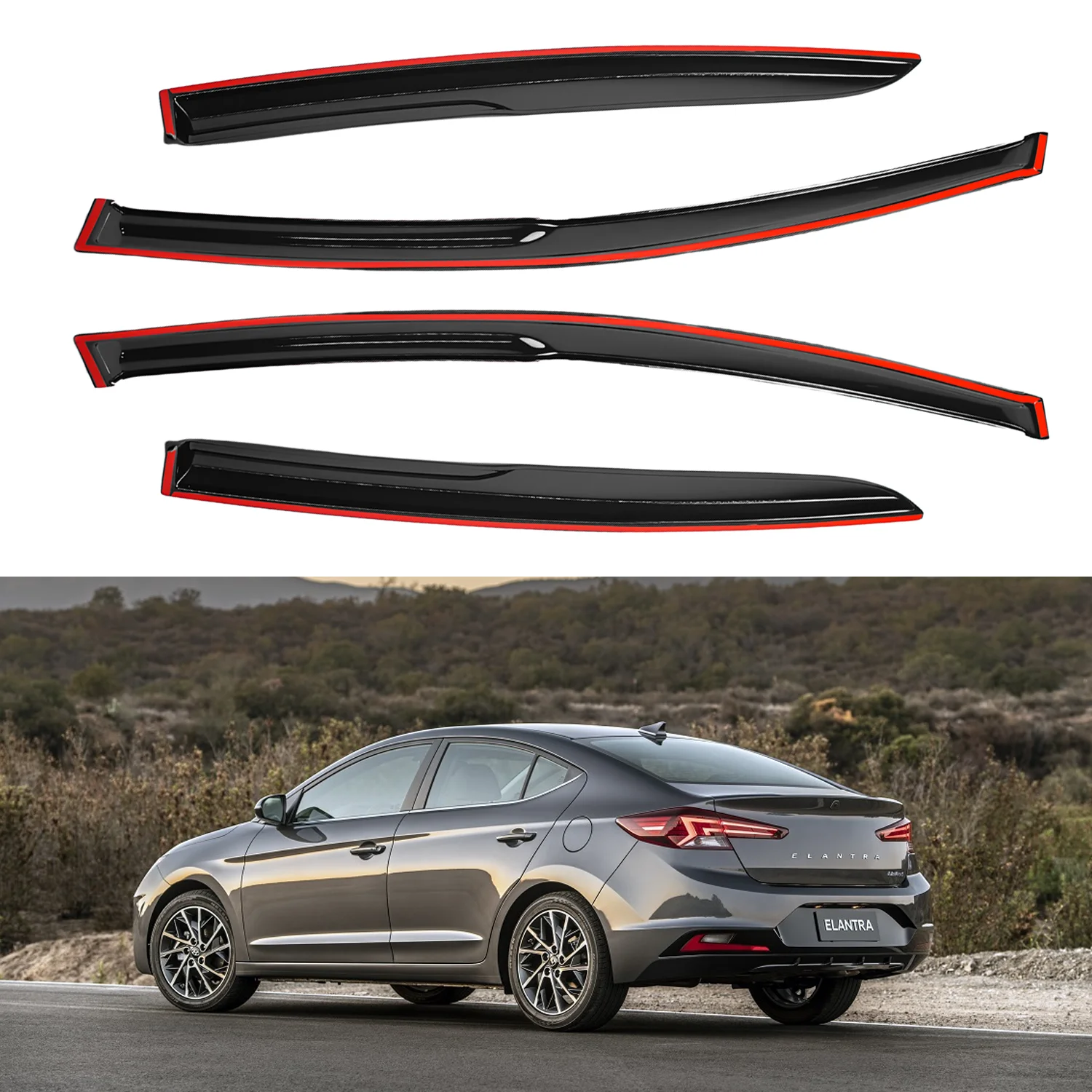 For Hyundai Elantra 4-Door Sedan 2017-2020 Tinted 4pcs Window Deflectors Rain Guards No Drain Channel 1.5MM Boxed
For Hyundai Elantra 4-Door Sedan 2017-2020 Tinted 4pcs Window Deflectors Rain Guards No Drain Channel 1.5MM Boxed