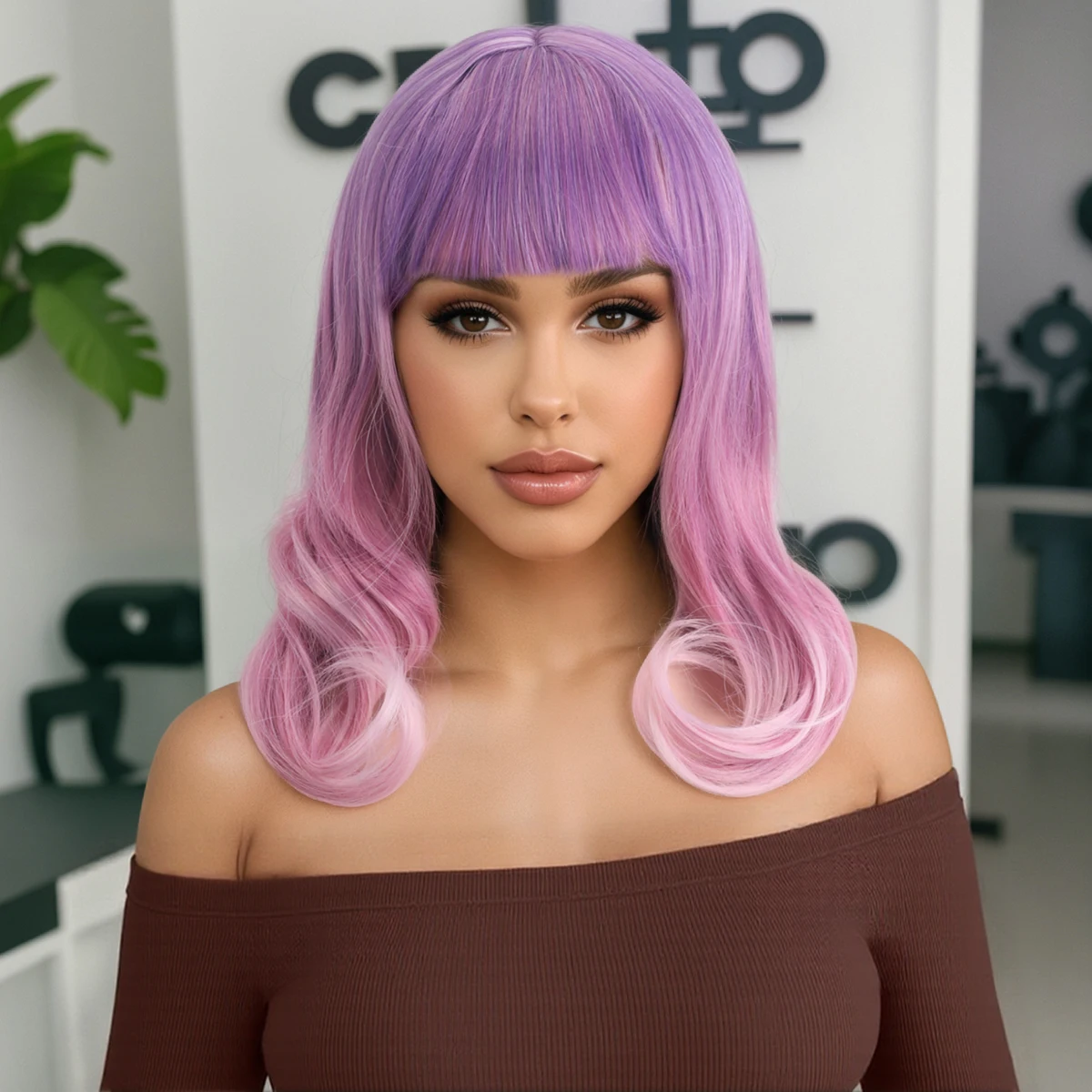 European and American wig, corn-wave hairpiece, short curly hair, straight bangs, full headpiece, synthetic fiber wig
European and American wig, corn-wave hairpiece, short curly hair, straight bangs, full headpiece, synthetic fiber wig