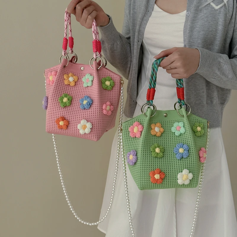 Summer Colored Flowers Decoration Knitted Handbag Fashionable Crochet Tote Bag 2026 New Versatile Vacation Beach Shopping Bag
Summer Colored Flowers Decoration Knitted Handbag Fashionable Crochet Tote Bag 2026 New Versatile Vacation Beach Shopping Bag