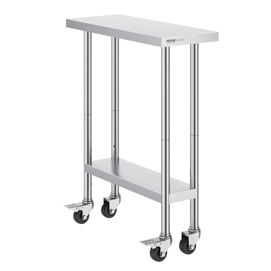 Stainless Steel Work Table 30 x 12 x 38 Inch with 4 Wheels 3 Adjustable Height Levels Heavy Duty Food Prep Worktable for Comme
Stainless Steel Work Table 30 x 12 x 38 Inch with 4 Wheels 3 Adjustable Height Levels Heavy Duty Food Prep Worktable for Comme