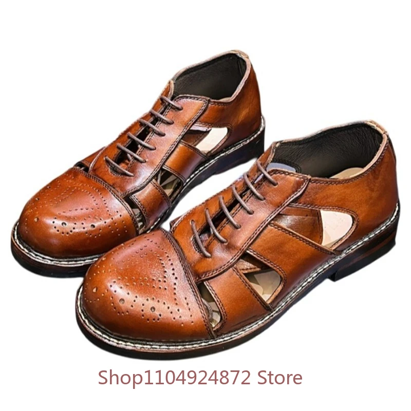 Designer Retro Brogue British Style Genuine Leather Thick Soled Casual Roman Sandals Men's Shoes Summer Dress Outdoor Beach
Designer Retro Brogue British Style Genuine Leather Thick Soled Casual Roman Sandals Men's Shoes Summer Dress Outdoor Beach