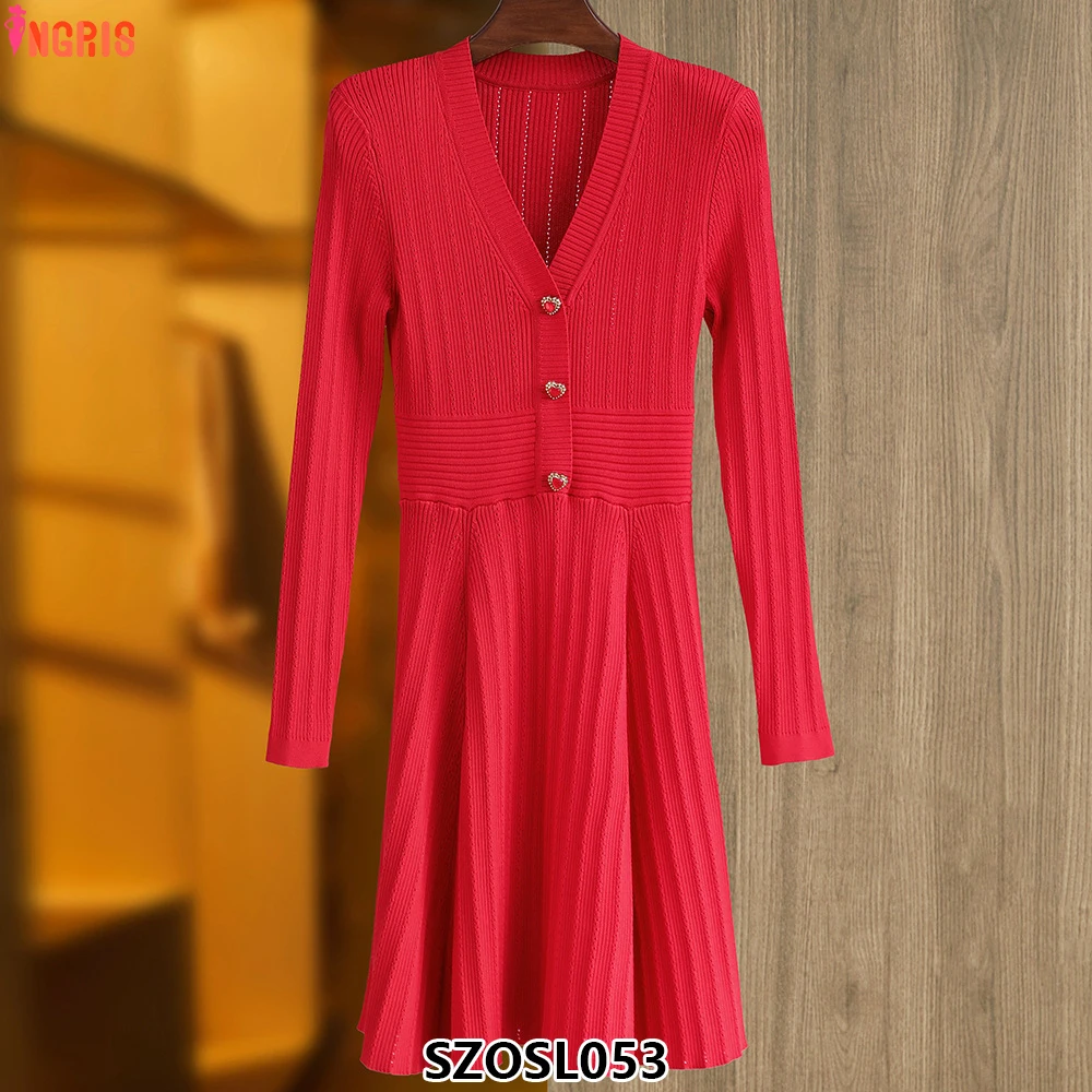 French romantic socialite style niche temperament v-neck ribbed knit waist slim a-line skirt banquet dress-SZOSL053
French romantic socialite style niche temperament v-neck ribbed knit waist slim a-line skirt banquet dress-SZOSL053