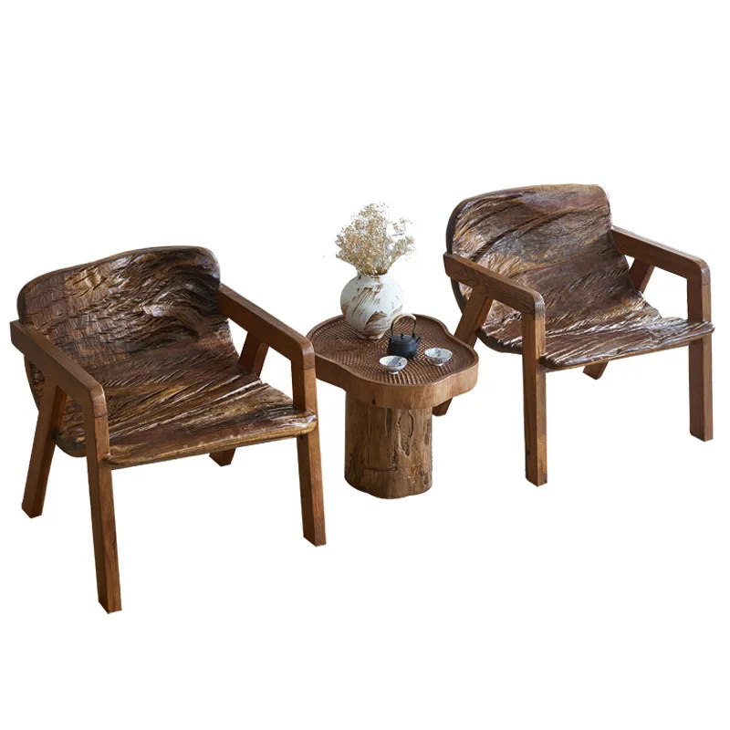 Wabi-sabi style camphorwood balcony lounge chair, vintage style guesthouse hotel one table with two chairs, ancient unrefined
Wabi-sabi style camphorwood balcony lounge chair, vintage style guesthouse hotel one table with two chairs, ancient unrefined