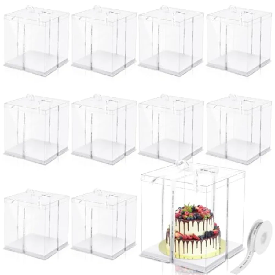 10 Pcs Transparent Tall Cake Boxes 12" x 12" x 14" Large Clear Cake Box with Ribbon Cake Carrier PET Wedding Cake Storage Conta
10 Pcs Transparent Tall Cake Boxes 12" x 12" x 14" Large Clear Cake Box with Ribbon Cake Carrier PET Wedding Cake Storage Conta