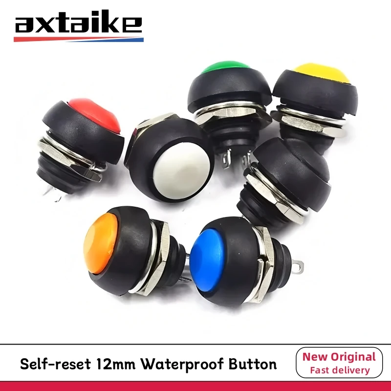 5PCS Self-reset 12mm Momentary Waterproof Push Mini Button Switch Red Yellow Blue Green Orange White Black 1A250V 3A125V PBS-33B
5PCS Self-reset 12mm Momentary Waterproof Push Mini Button Switch Red Yellow Blue Green Orange White Black 1A250V 3A125V PBS-33B