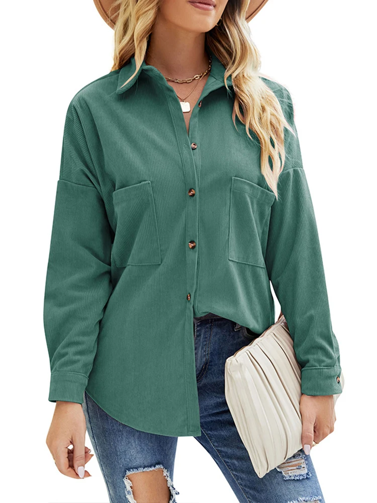 Corduroy Women Blouses Solid Color Shirt Long Sleeve Turn-Down Collar Shirts Casual Loose Lady Tops Fall Fashion Vintage Blusas
Corduroy Women Blouses Solid Color Shirt Long Sleeve Turn-Down Collar Shirts Casual Loose Lady Tops Fall Fashion Vintage Blusas