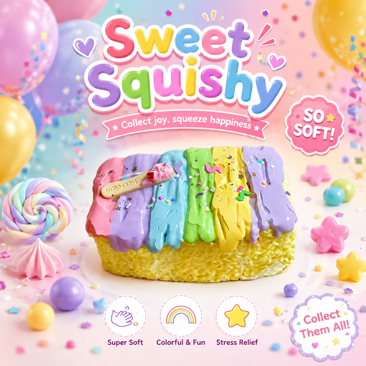Colorful Rainbow Toast Squeeze Toy Simulation Cream Bread Squishy Toy Non Toxic Anti Anxiety Fidget Decompression Toys for Child
Colorful Rainbow Toast Squeeze Toy Simulation Cream Bread Squishy Toy Non Toxic Anti Anxiety Fidget Decompression Toys for Child
