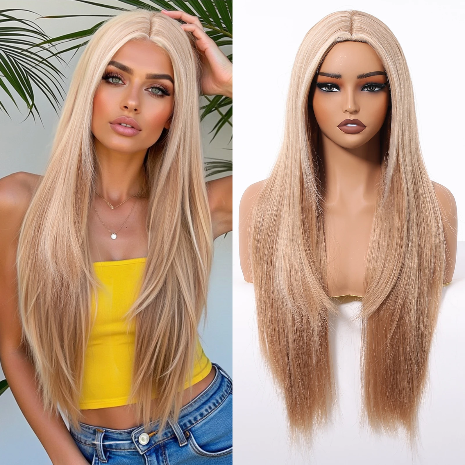 Long Straight Layered Synthetic Wig Ash Blond highlights with Bang for Women Christmas Party Daily Use Heat Resistant Fiber
Long Straight Layered Synthetic Wig Ash Blond highlights with Bang for Women Christmas Party Daily Use Heat Resistant Fiber