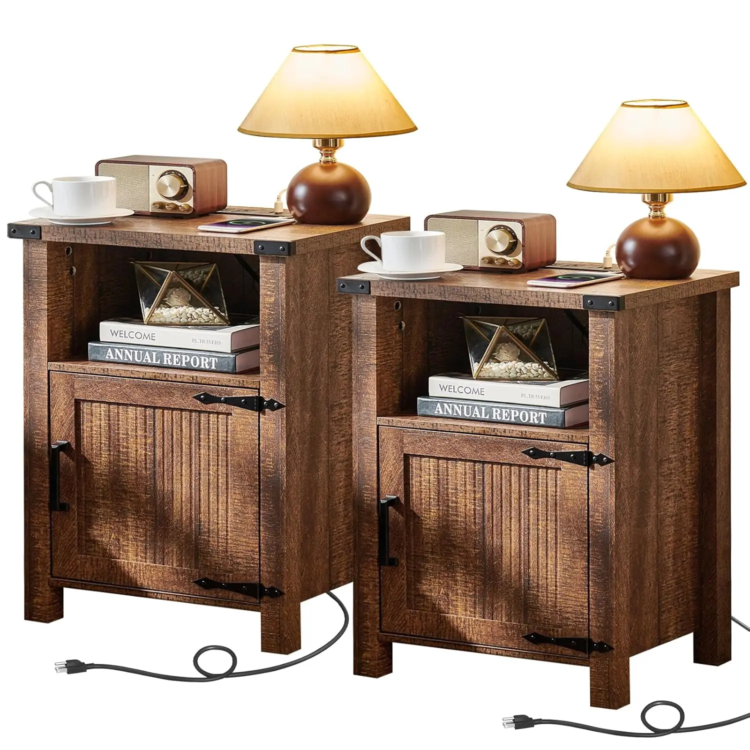 Night Stand Set of 2, 18 Inch Farmhouse Nightstand with with Charging Station and USB Port, Rustic Wood Bedside, Customized
Night Stand Set of 2, 18 Inch Farmhouse Nightstand with with Charging Station and USB Port, Rustic Wood Bedside, Customized