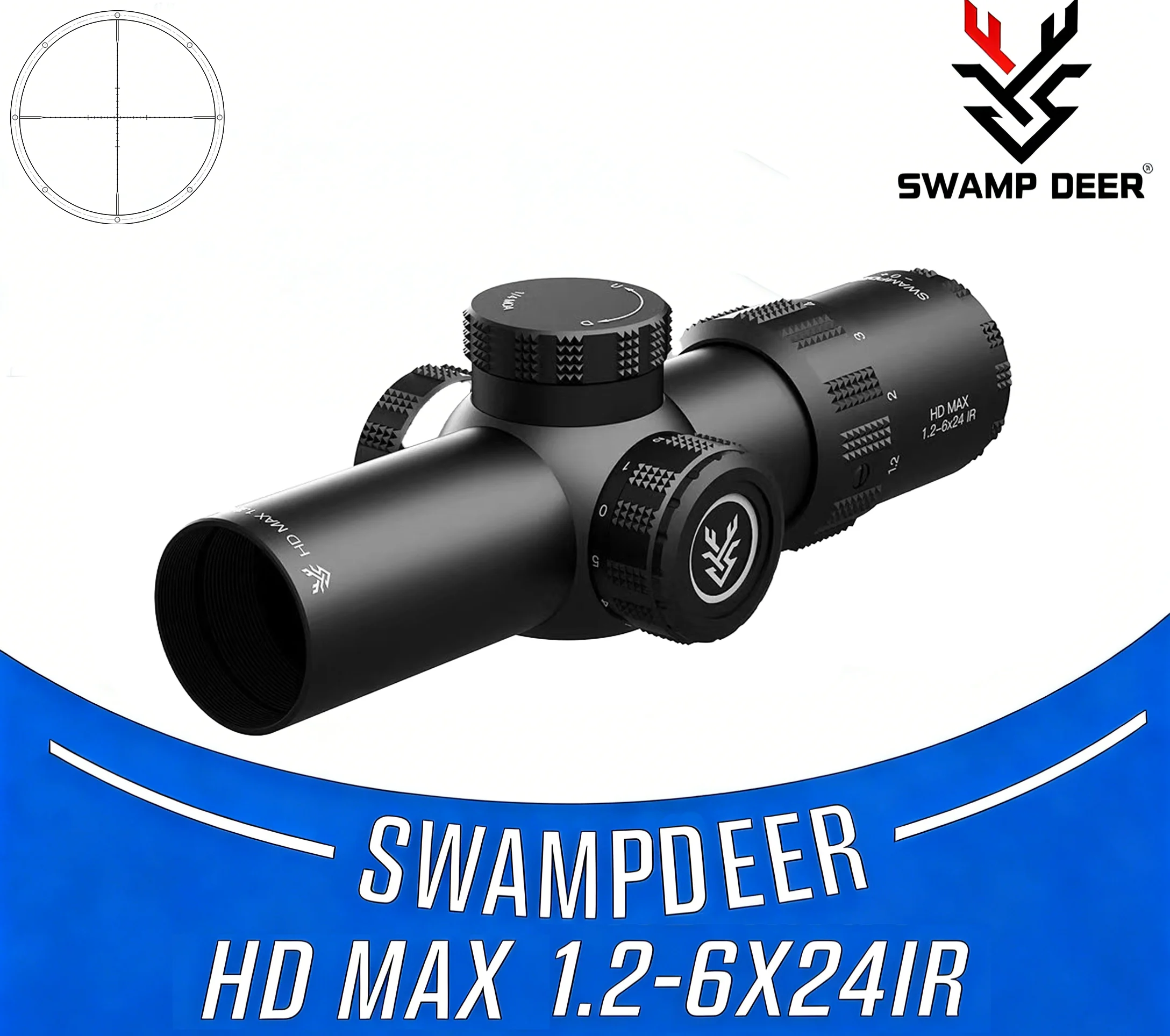 SWAMPDEER HD MAX 1.2-6X24IR LPVO tactical Compact Scope Variable Zoom Sight Rifle Scope hunting accessories For ar15
SWAMPDEER HD MAX 1.2-6X24IR LPVO tactical Compact Scope Variable Zoom Sight Rifle Scope hunting accessories For ar15