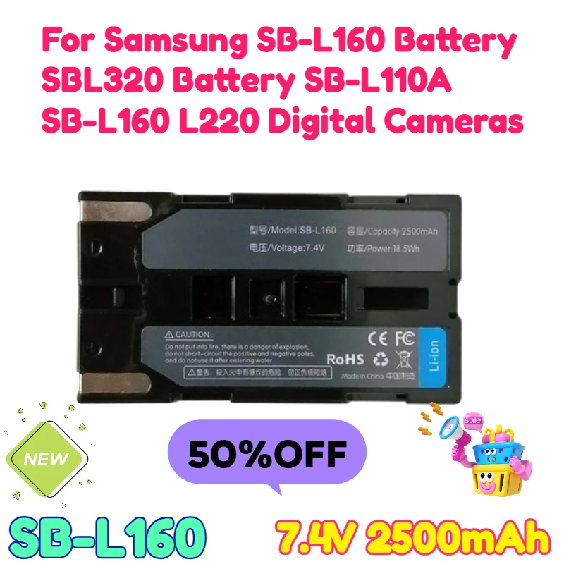 7.4V 2500mAh Camera Batteries for Samsung SB-L160 Battery SBL320 Battery SB-L110A SB-L160 L220 Digital Cameras
7.4V 2500mAh Camera Batteries for Samsung SB-L160 Battery SBL320 Battery SB-L110A SB-L160 L220 Digital Cameras