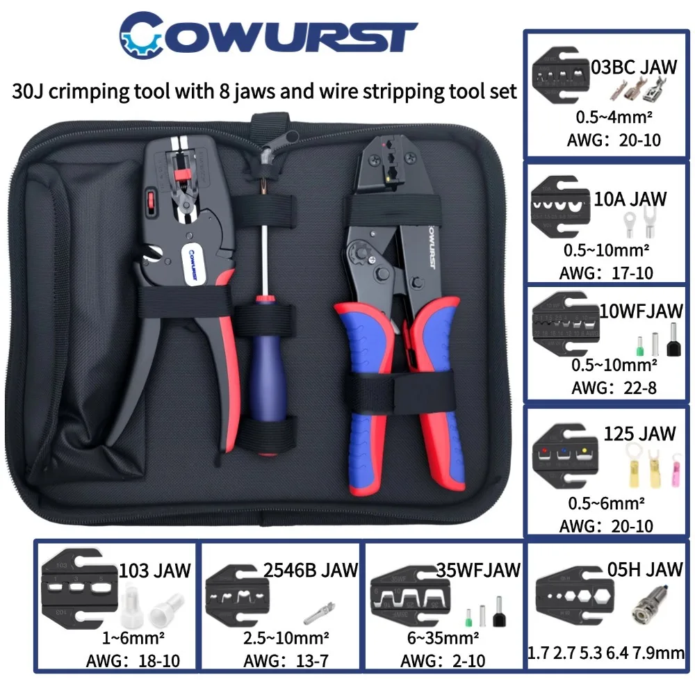 30J Pre-insulated Crimping Tool Set Electrical Special Wire Stripper with Replaceable Jaws Suitable for Circuit Maintenance
30J Pre-insulated Crimping Tool Set Electrical Special Wire Stripper with Replaceable Jaws Suitable for Circuit Maintenance