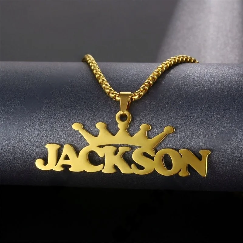 Name Necklace Crown Personalized for Men Stainless Steel Custom Big Nameplate Letter Necklace with Gold Box Chain Jewelry Gifts
Name Necklace Crown Personalized for Men Stainless Steel Custom Big Nameplate Letter Necklace with Gold Box Chain Jewelry Gifts