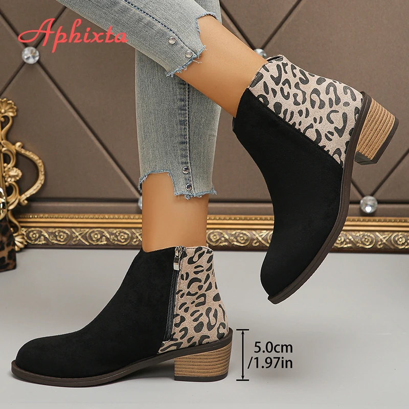 Aphixta 5cm Square Heel Lepoard Ankle Boots Pointed Toe Side Zip Women Boots Lady Footwear Women Autumn Winter Boots Size43 Shoe
Aphixta 5cm Square Heel Lepoard Ankle Boots Pointed Toe Side Zip Women Boots Lady Footwear Women Autumn Winter Boots Size43 Shoe