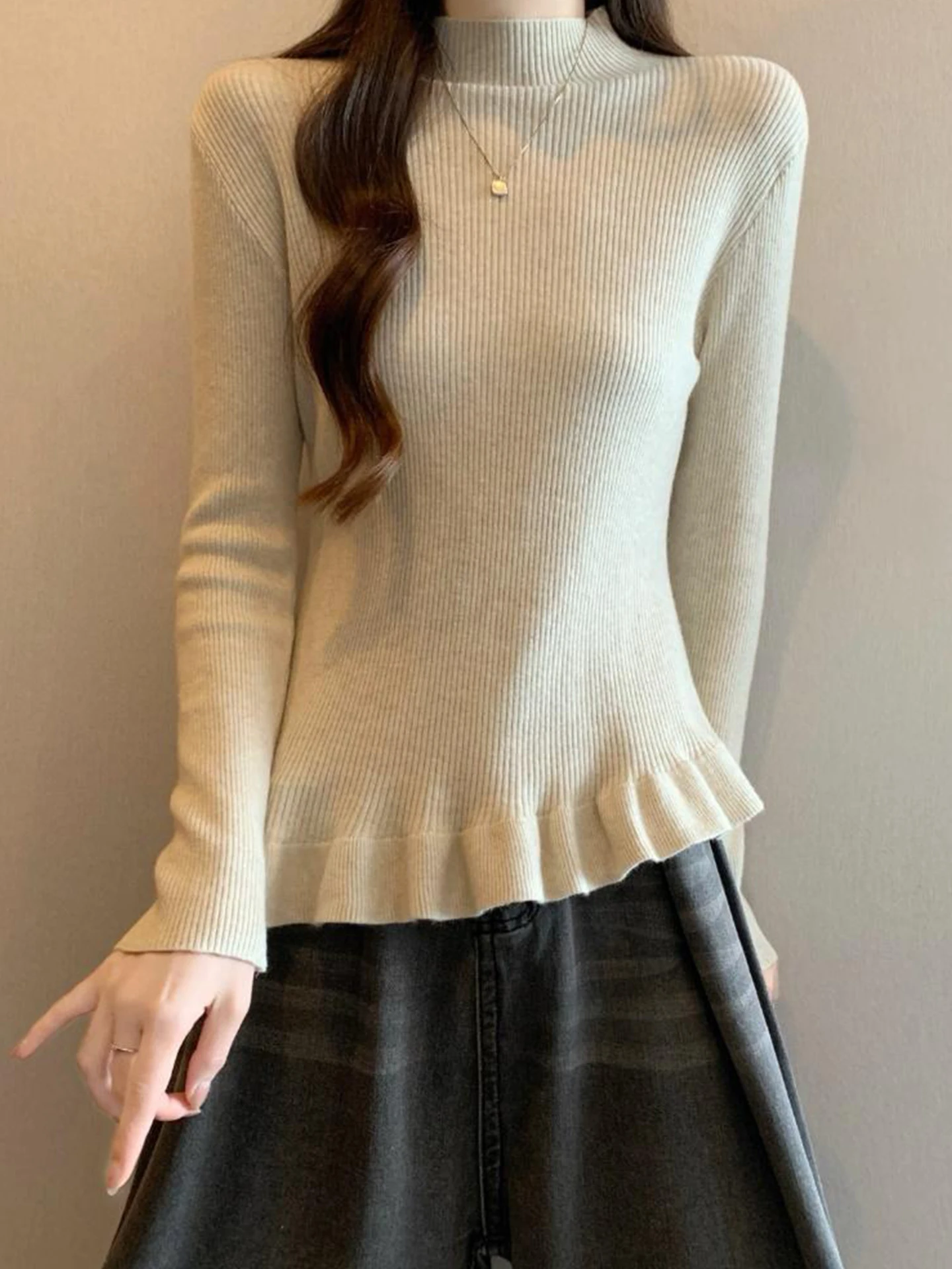 Slim Fit Knitted Base irt Women's f High Collar Inner Wear Irregular Lace Long Sve Commute Sle Regular Thin
Slim Fit Knitted Base irt Women's f High Collar Inner Wear Irregular Lace Long Sve Commute Sle Regular Thin