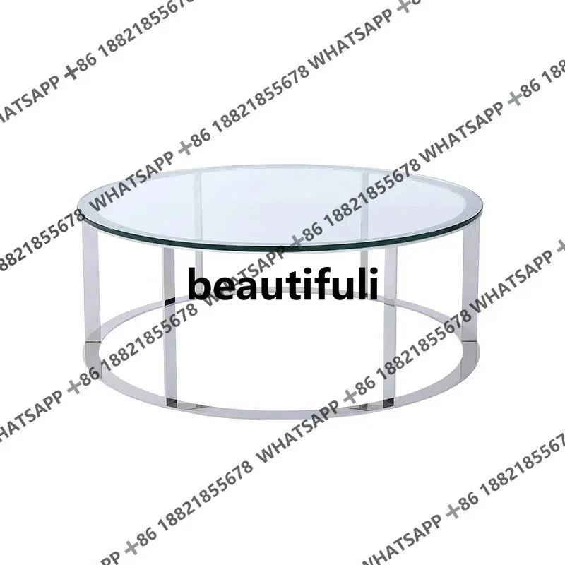RR stainless steel round coffee table living room tempered glass light luxury high-end designer model
RR stainless steel round coffee table living room tempered glass light luxury high-end designer model