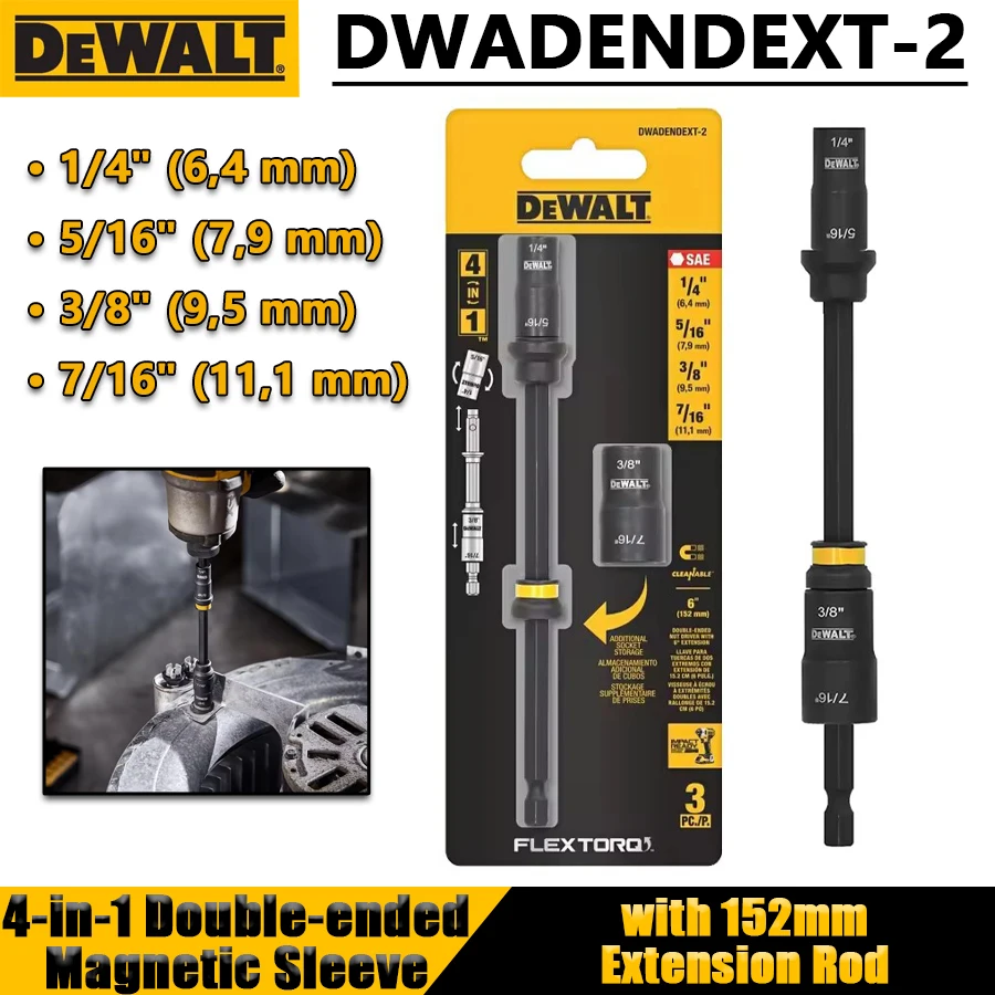 DEWALT 4-in-1 Double-ended Magnetic Sleeve with 152mm Extension Rod Nut Drives Impact Socket Tool Accessories NO.DWADENDEXT-2
DEWALT 4-in-1 Double-ended Magnetic Sleeve with 152mm Extension Rod Nut Drives Impact Socket Tool Accessories NO.DWADENDEXT-2