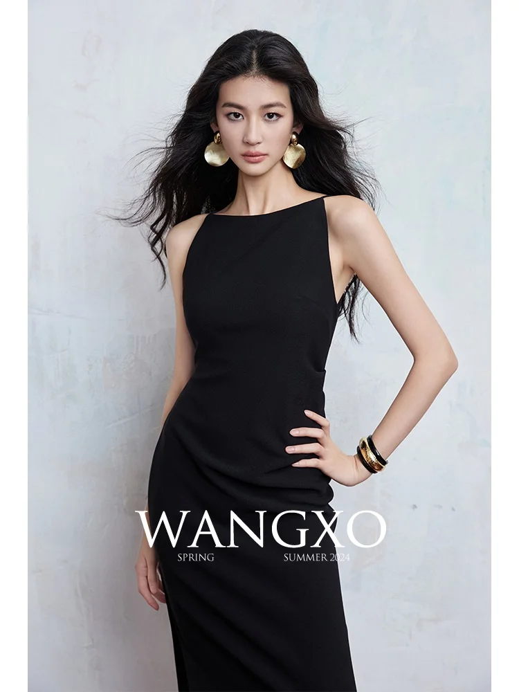 WANGXO Elegant High Slit Dress Streamlined Tailoring Waist Cinching One Shoulder Pleated Wrap High Waist Straight Cut Gown
WANGXO Elegant High Slit Dress Streamlined Tailoring Waist Cinching One Shoulder Pleated Wrap High Waist Straight Cut Gown