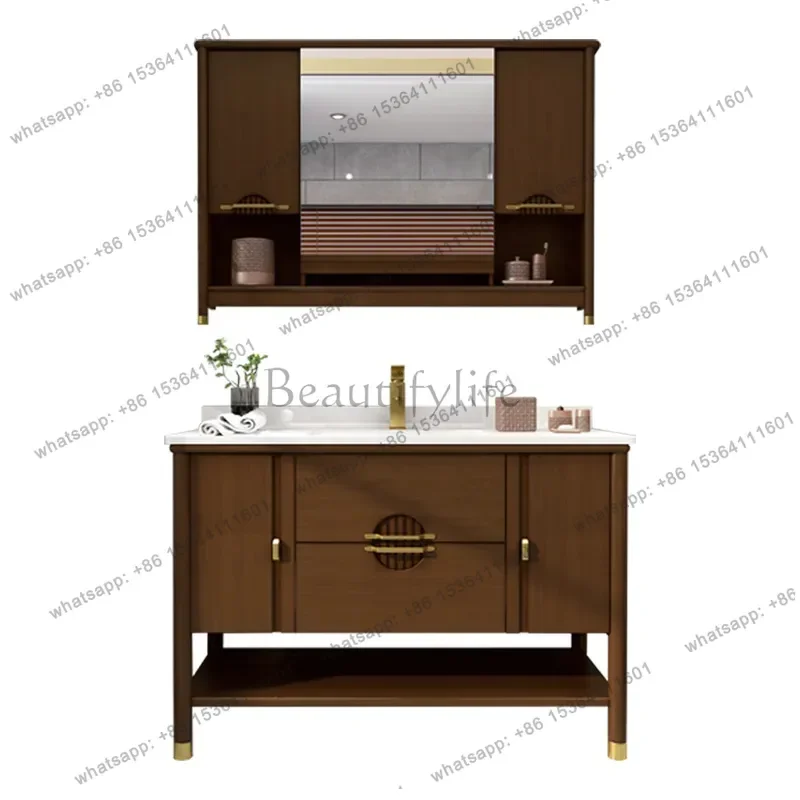 Slate new Chinese bathroom oak bathroom cabinet combination solid wood sink washbasin cabinet
Slate new Chinese bathroom oak bathroom cabinet combination solid wood sink washbasin cabinet