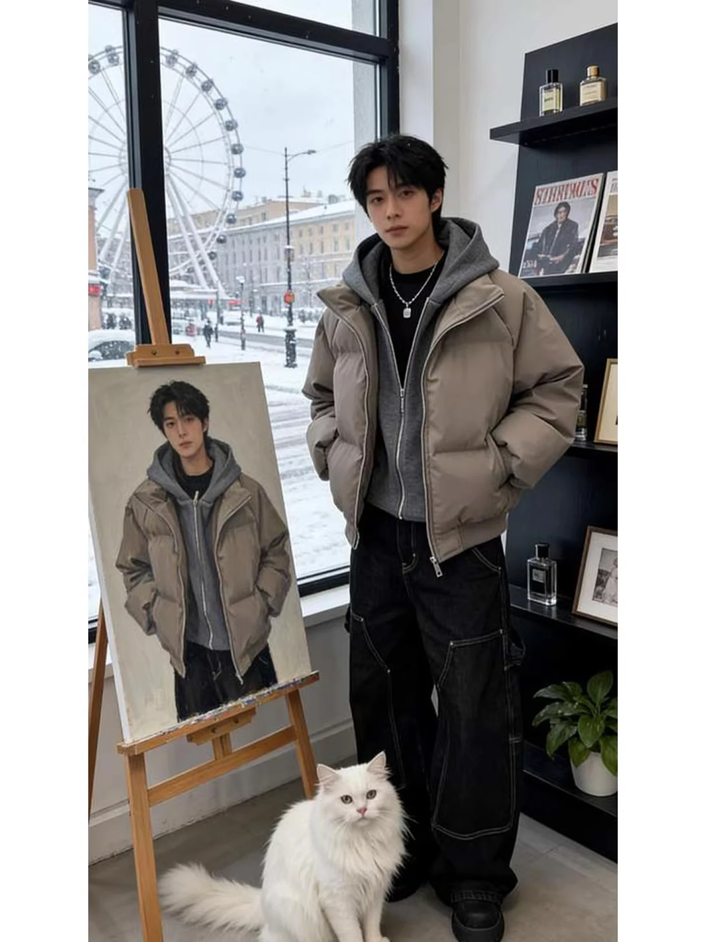 ey PU Leather Hooded Jaet Cotton Coat Men Winter Thi Warm American Sle ort ape Cotton Coat Outerwear
ey PU Leather Hooded Jaet Cotton Coat Men Winter Thi Warm American Sle ort ape Cotton Coat Outerwear