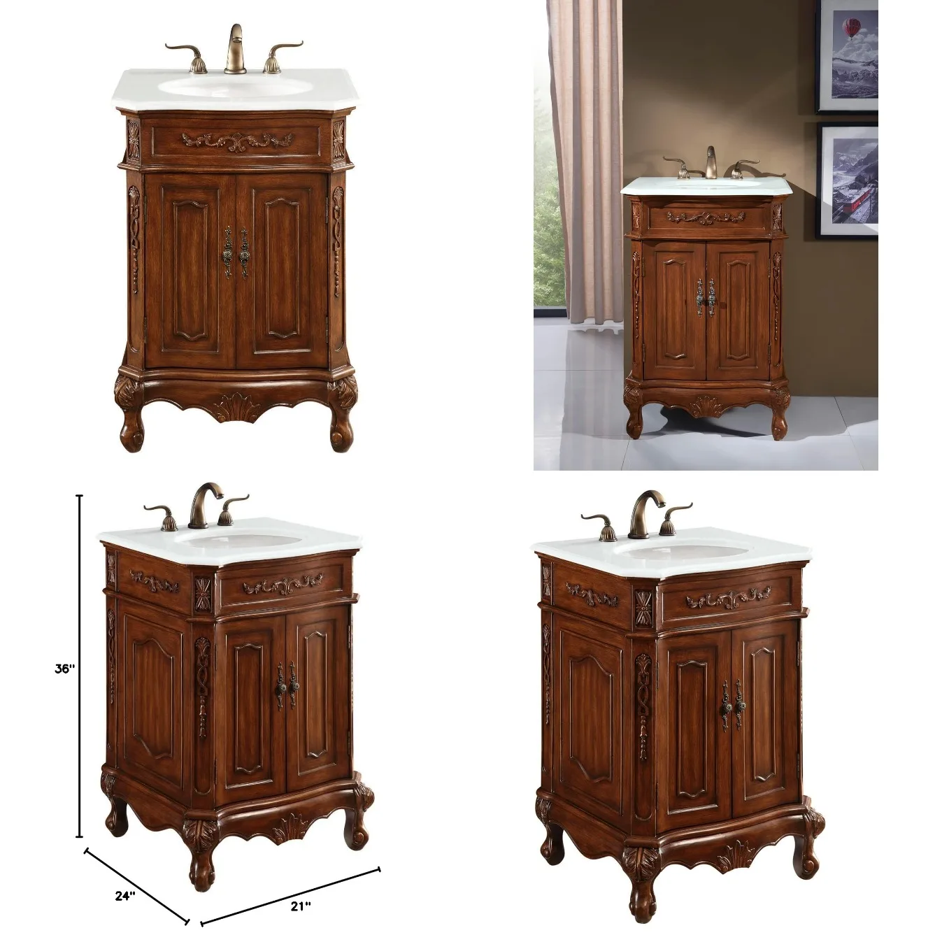 24in Single Bathroom Vanity with Engineered Marble Top Soft-Close Door Teak Wood Cabinet, Customized
24in Single Bathroom Vanity with Engineered Marble Top Soft-Close Door Teak Wood Cabinet, Customized