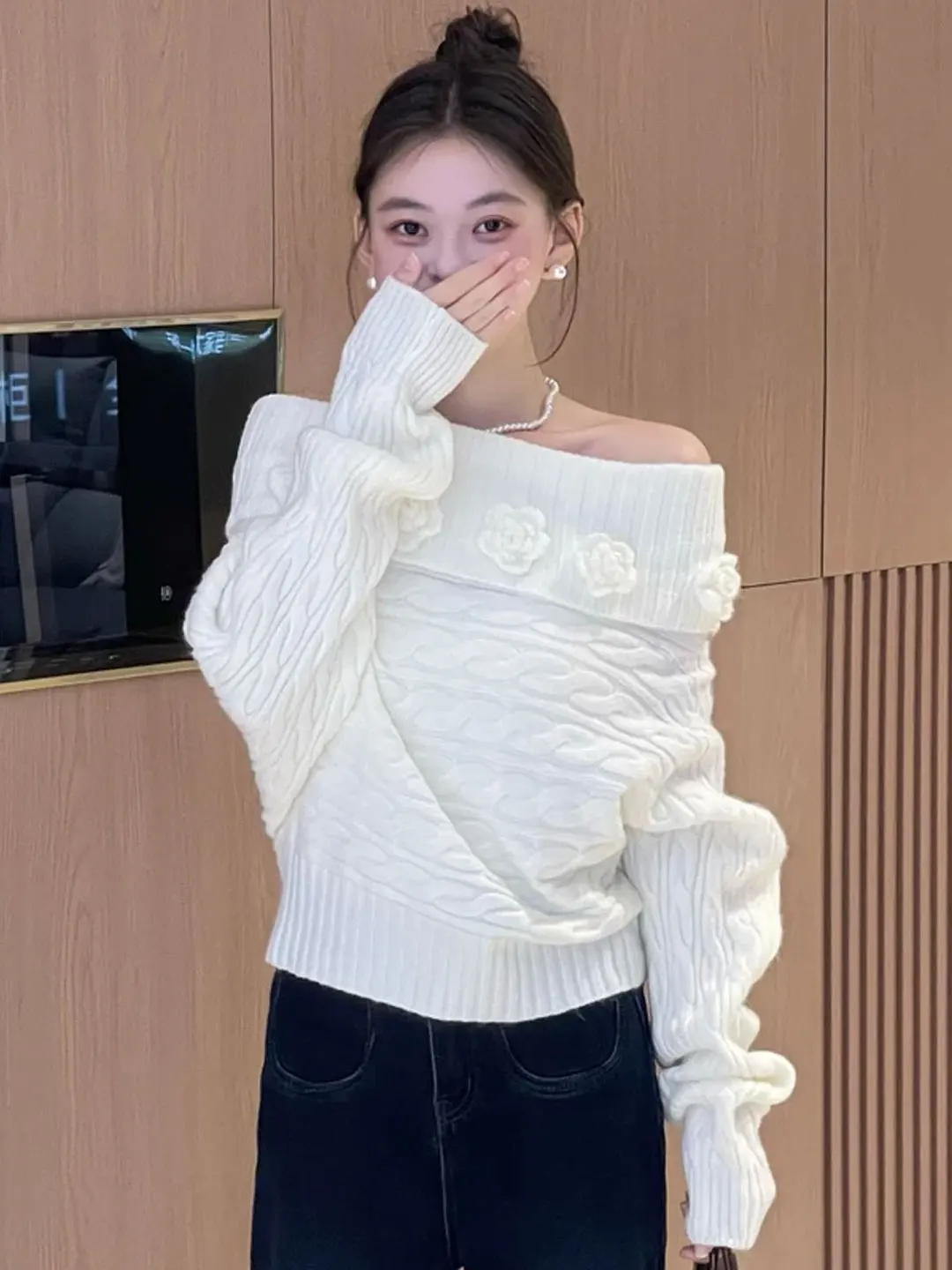 French Style Loose Fit Shoulder Bared Knitted Sweater Women's Autumn Winter Outerwear Casual High-End Feeling One-Shoulder Kn...
French Style Loose Fit Shoulder Bared Knitted Sweater Women's Autumn Winter Outerwear Casual High-End Feeling One-Shoulder Kn...