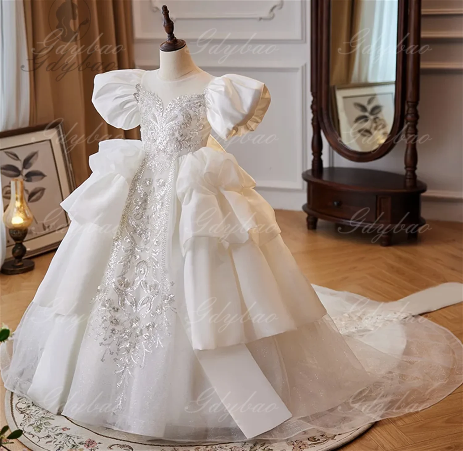 White Flower Girl Dress Princess Chiffon Dress Beading Tulle Party Evening Lace-Up Sequin Layered Dresses Banquet Customized
White Flower Girl Dress Princess Chiffon Dress Beading Tulle Party Evening Lace-Up Sequin Layered Dresses Banquet Customized
