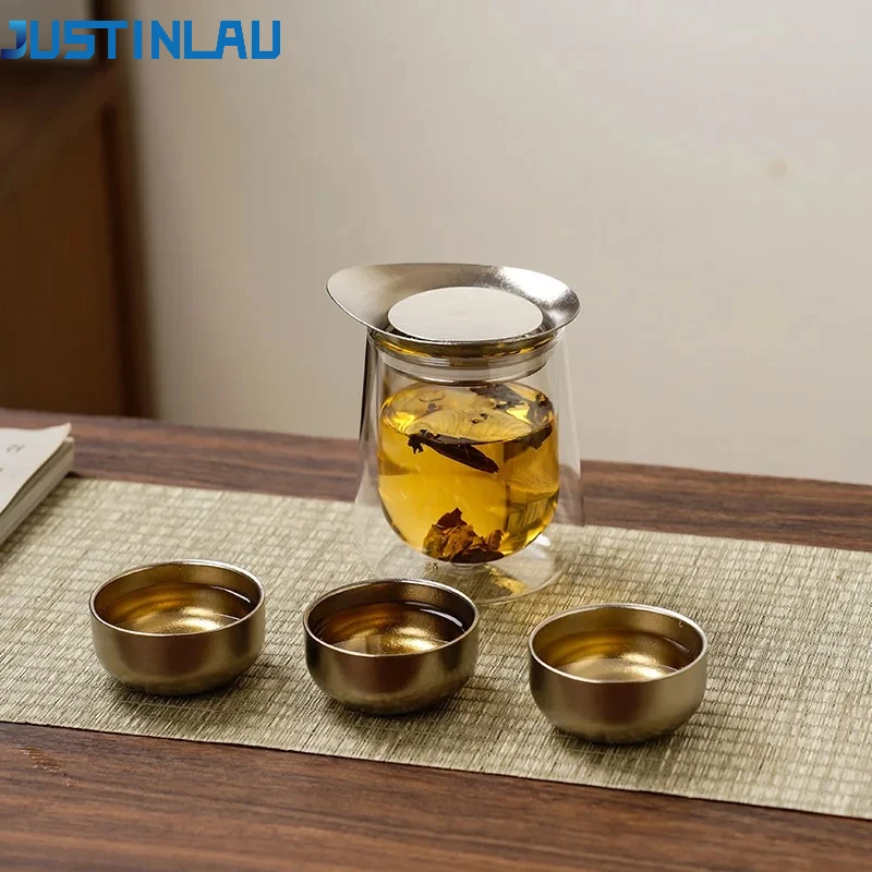 JUSTINLAU Travel Tea Set High Borosilicate Glass Tea Maker with Heat-resistant Cups Household Tea & Water Separation Gongfu Set
JUSTINLAU Travel Tea Set High Borosilicate Glass Tea Maker with Heat-resistant Cups Household Tea & Water Separation Gongfu Set
