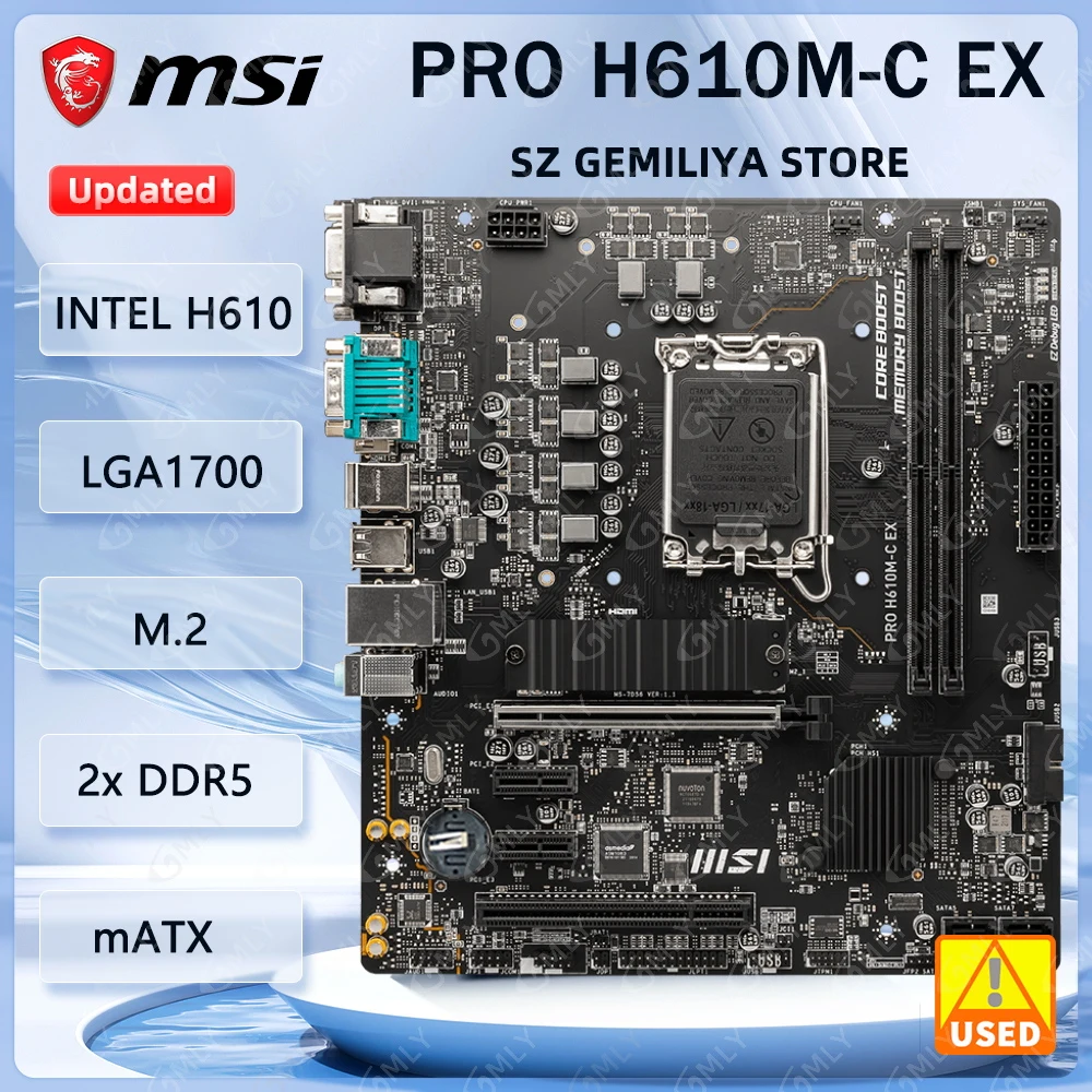 MSI PRO H610M-C EX Motherboard Intel H610 LGA1700 DDR5 96GB mATX M.2 SATA SSD support i9-14900 i5-13600 i7-12700F i3-12100 cpu
MSI PRO H610M-C EX Motherboard Intel H610 LGA1700 DDR5 96GB mATX M.2 SATA SSD support i9-14900 i5-13600 i7-12700F i3-12100 cpu