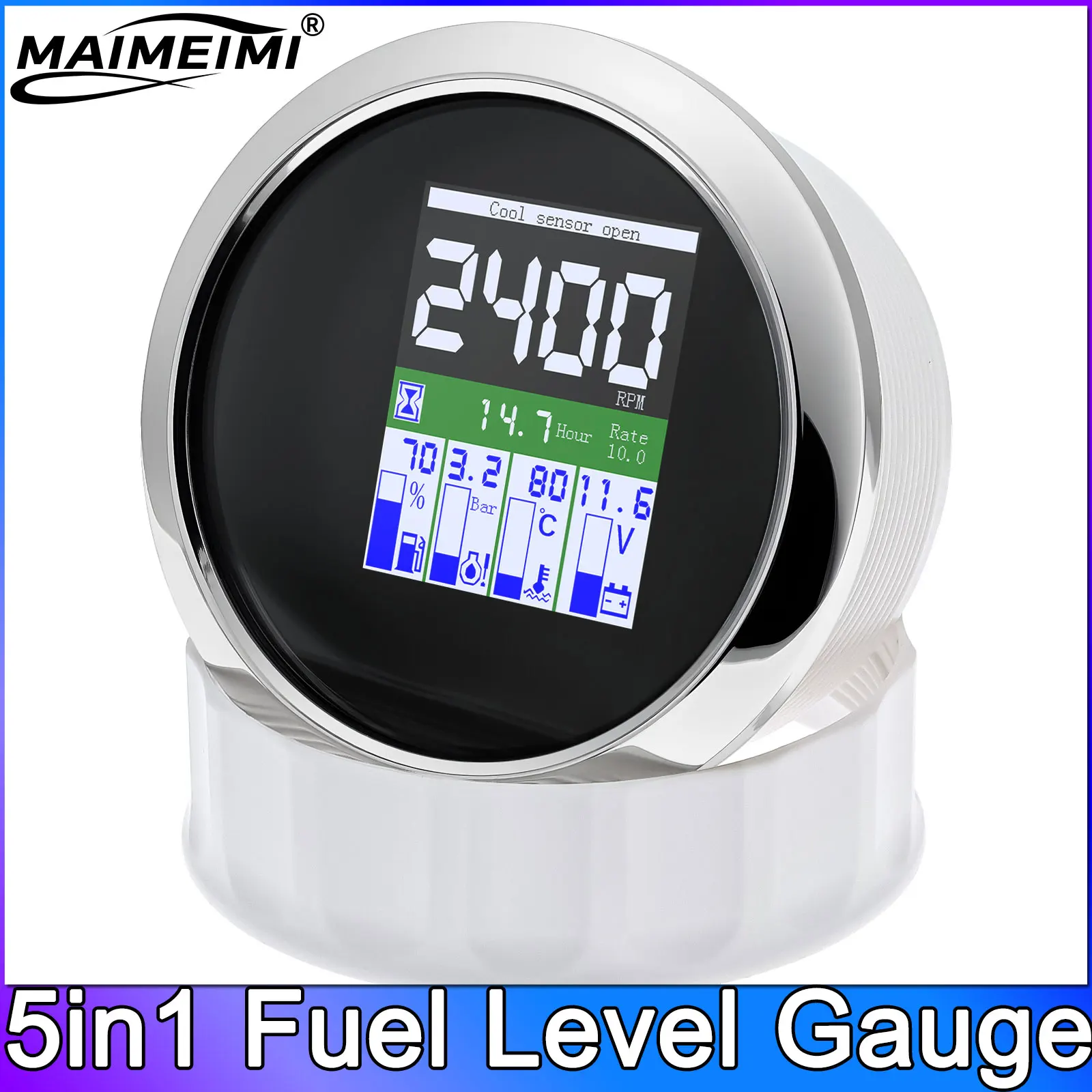 85mm 5 in 1 Digital Fuel Level Gauge Tachometer+Oil Press+Water Temp+Voltage Meter 0-10Bar Hour Meter For Boat Car 12V 24V
85mm 5 in 1 Digital Fuel Level Gauge Tachometer+Oil Press+Water Temp+Voltage Meter 0-10Bar Hour Meter For Boat Car 12V 24V