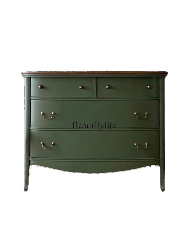 French retro solid wood living room green decorative drawer cabinet hotel bed and breakfast restaurant color matching storage
French retro solid wood living room green decorative drawer cabinet hotel bed and breakfast restaurant color matching storage