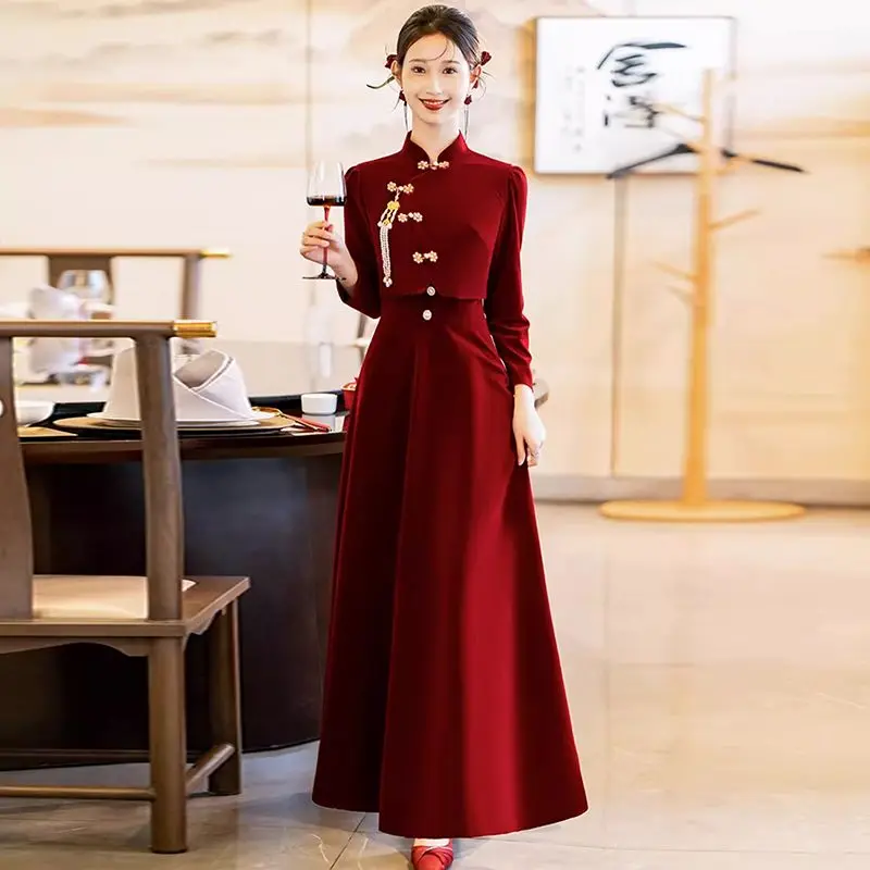 Yourqipao бархатное китайское свадебное тост Qipao вечернее платье женское свадебное обручальное платье Cheongsam
Yourqipao бархатное китайское свадебное тост Qipao вечернее платье женское свадебное обручальное платье Cheongsam