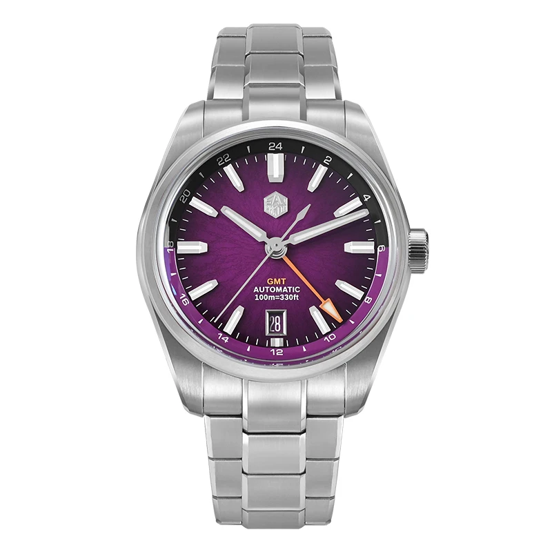 San Martin Men Automatic Watch 39mm GMT Mechanical Wristwatch 10Bar Luminous Sapphire Enamel JianZhan Gada Dial Miyota 9075
San Martin Men Automatic Watch 39mm GMT Mechanical Wristwatch 10Bar Luminous Sapphire Enamel JianZhan Gada Dial Miyota 9075