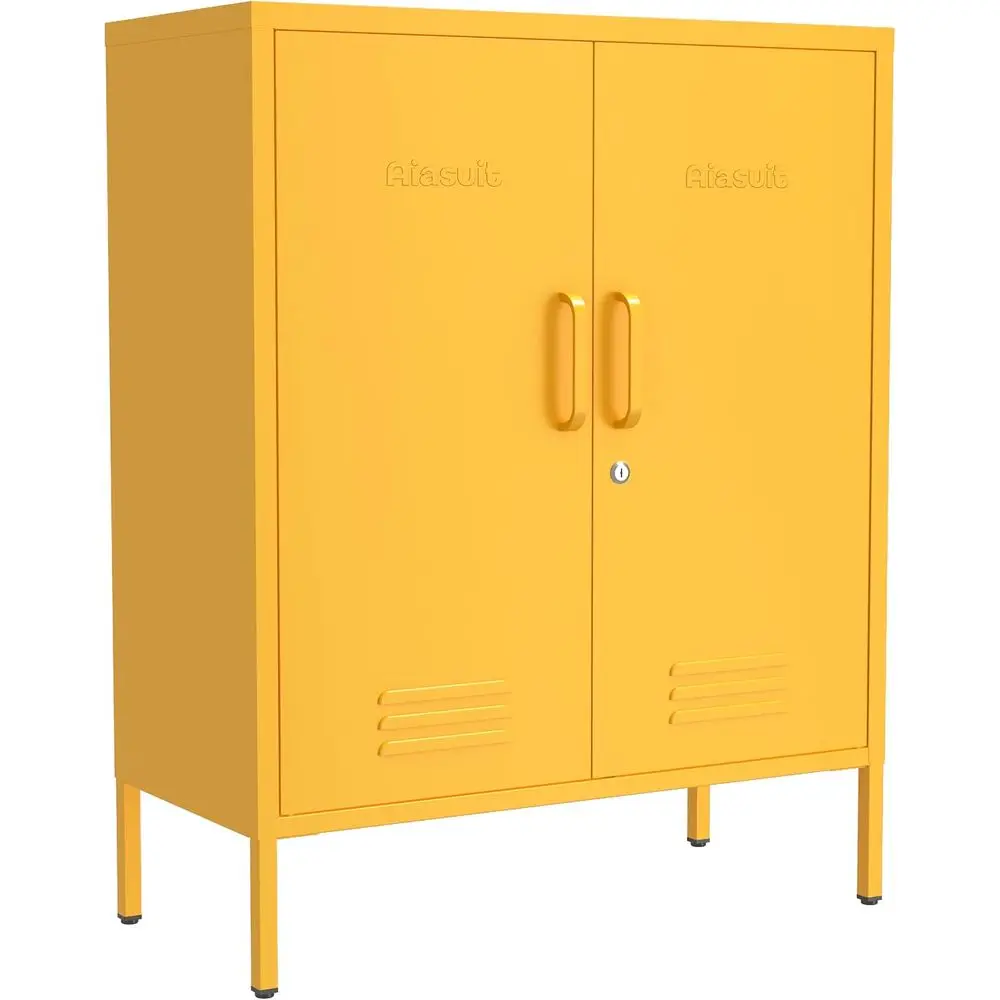 Yellow Heavy-Duty Metal Locker Cabinet with 2 Adjustable Shelves and Lock for Home Storage
Yellow Heavy-Duty Metal Locker Cabinet with 2 Adjustable Shelves and Lock for Home Storage