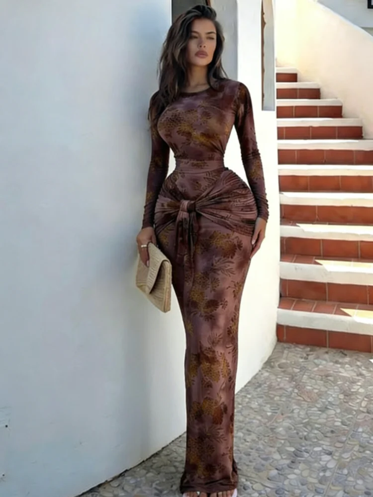 Женское макси-платье Nibber с принтом тай-дай, с круглым вырезом, длинными рукавами, бандажным поясом, бахромой, облегающее, модное, элегантное, для банкетов, вечеринок, стрейч-платье
Женское макси-платье Nibber с принтом тай-дай, с круглым вырезом, длинными рукавами, бандажным поясом, бахромой, облегающее, модное, элегантное, для банкетов, вечеринок, стрейч-платье