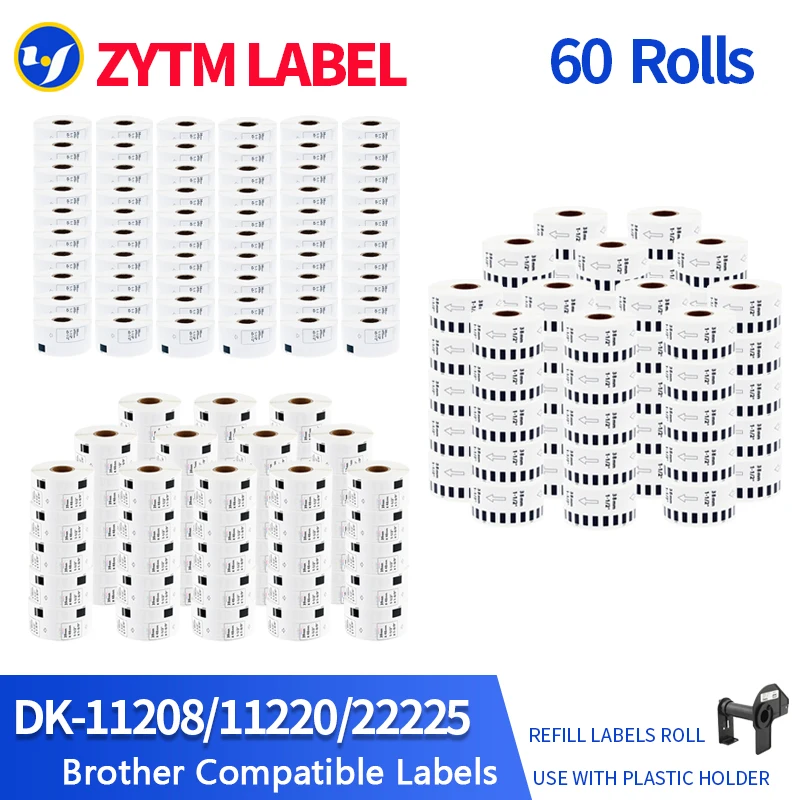 60 Rolls Generic DK-22225/DK-11208/DK-11220 Label Compatible for Brother Label Printer
60 Rolls Generic DK-22225/DK-11208/DK-11220 Label Compatible for Brother Label Printer
