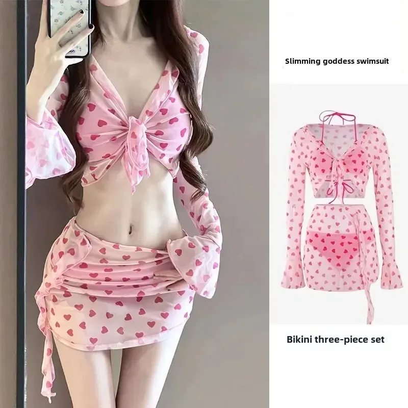 4 Piece Bikini Set Women Pink Heart Tie Dye Mesh Long Sleeve Cover Up with Pleate Skirt Swimsuit Beach Bathing Suit Swimwear
4 Piece Bikini Set Women Pink Heart Tie Dye Mesh Long Sleeve Cover Up with Pleate Skirt Swimsuit Beach Bathing Suit Swimwear