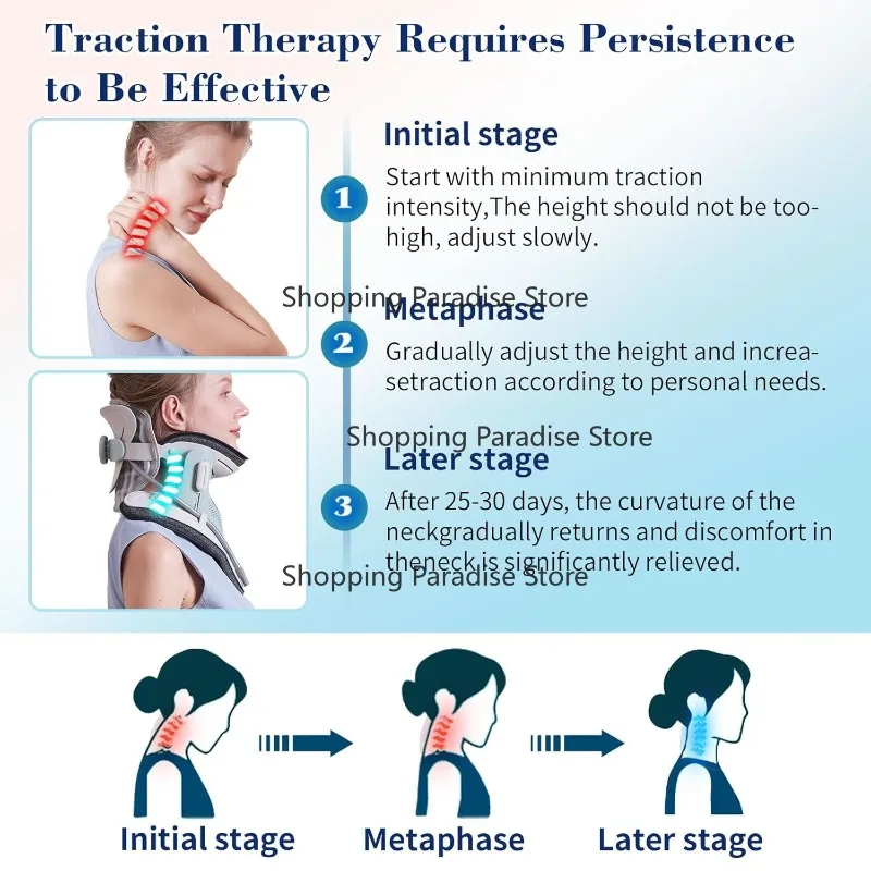 8 A-irbag Support Cervical Neck Traction Device with 3 Power Traction and Air Pump Relief Decompression Pain Correction Device