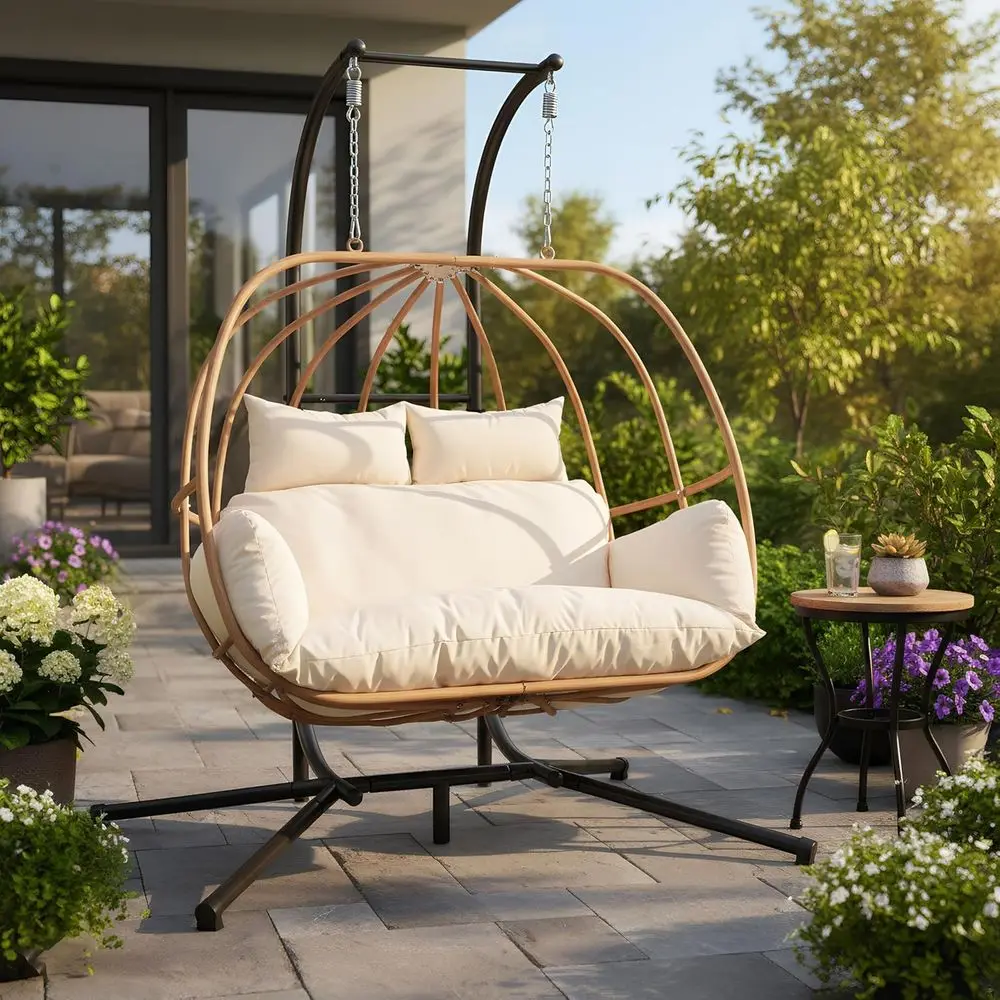 Oversized Double Egg Swing Chair with Cushion, Indoor/Outdoor, 2-Person Hanging Swing for Balcony, Porch, Garden, Beige
Oversized Double Egg Swing Chair with Cushion, Indoor/Outdoor, 2-Person Hanging Swing for Balcony, Porch, Garden, Beige