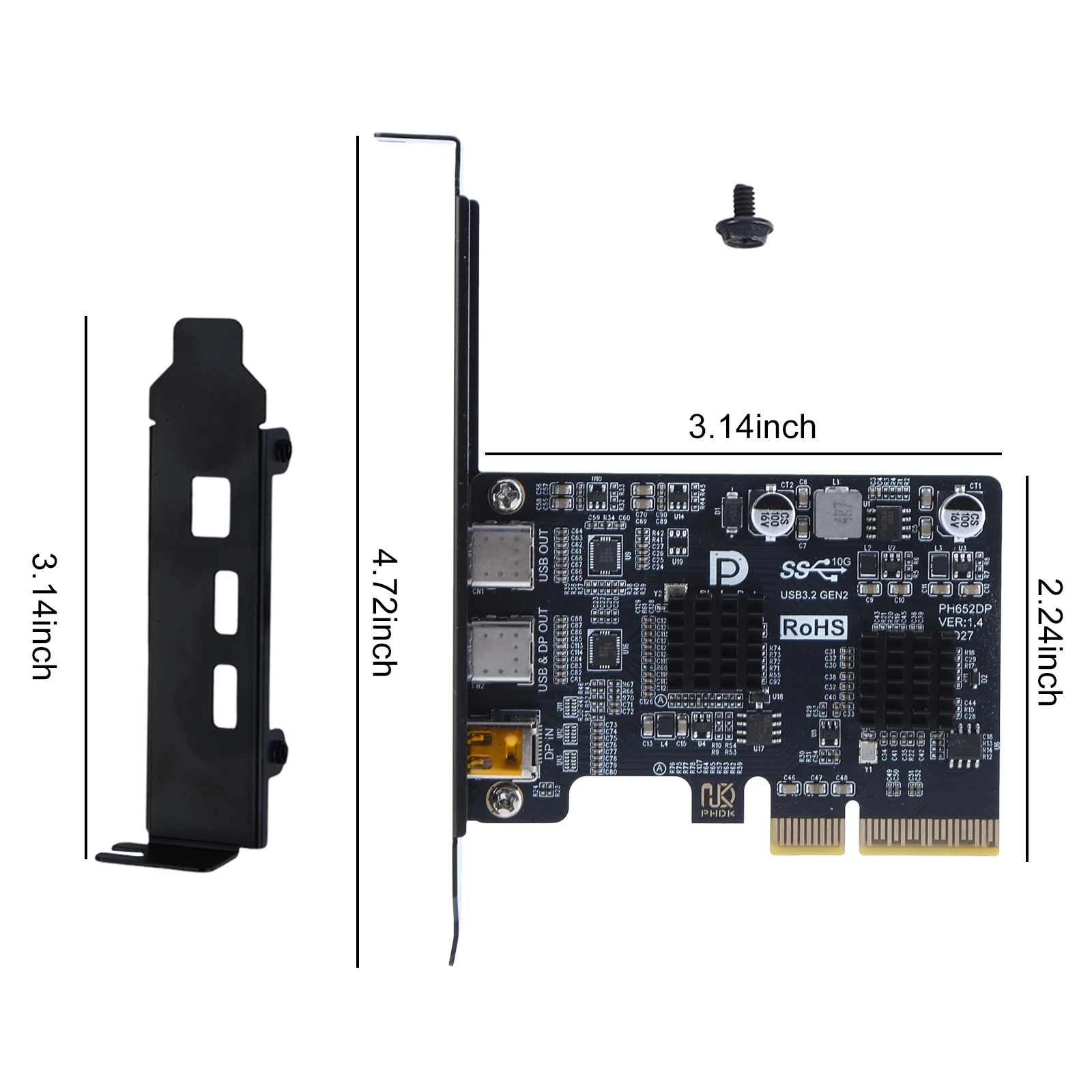 SM3142 Controller DP 4K Video Adapter Converter USB 3.1 10Gbps Gen 2 Expansion Card USB-C Port DP 4K Adapter for Desktop PC
SM3142 Controller DP 4K Video Adapter Converter USB 3.1 10Gbps Gen 2 Expansion Card USB-C Port DP 4K Adapter for Desktop PC