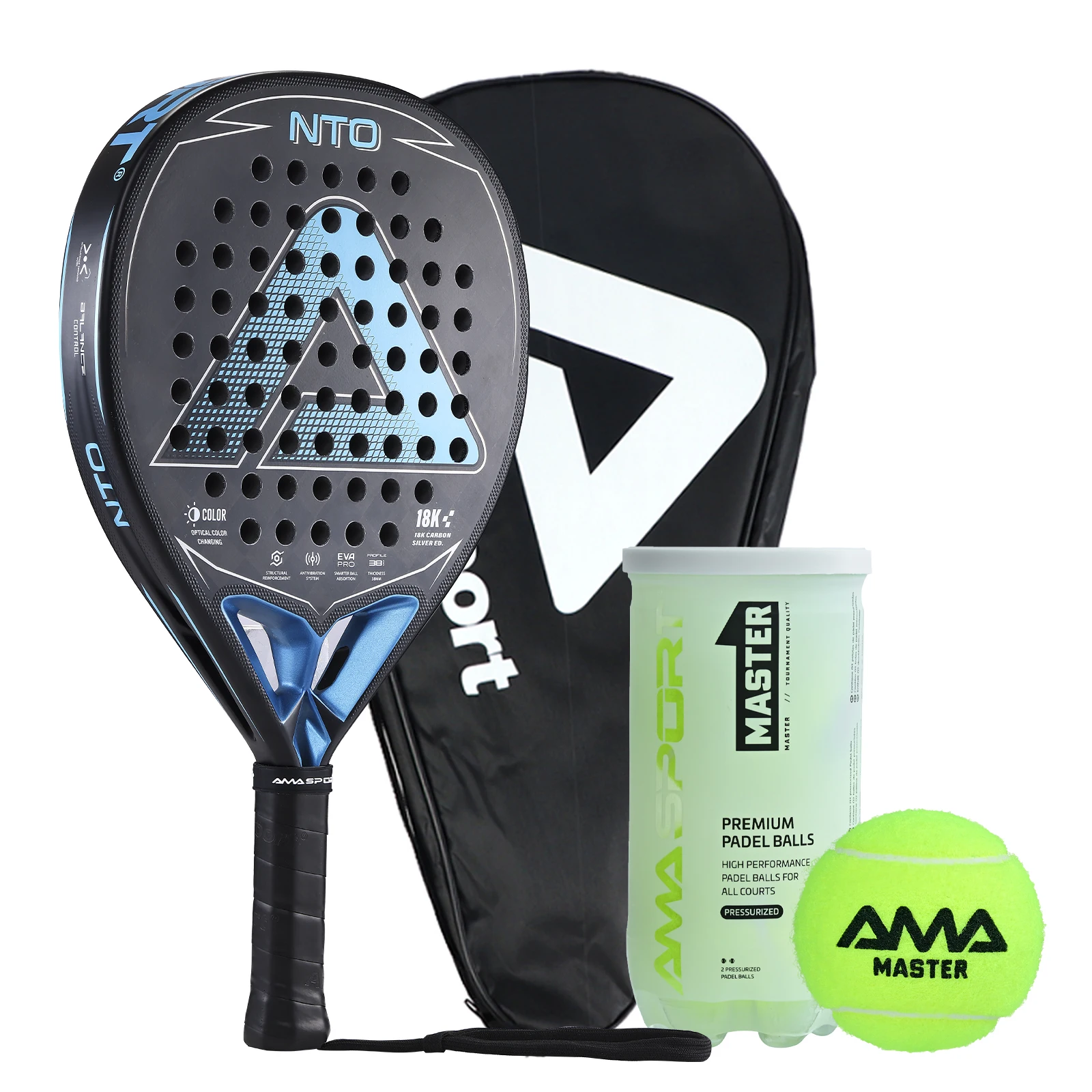 AMA SPORT Padel Tennis Racquet 18k Ultraweave Control Diamond Shape Padel Rackets Provides A Great Hitting Experience
AMA SPORT Padel Tennis Racquet 18k Ultraweave Control Diamond Shape Padel Rackets Provides A Great Hitting Experience