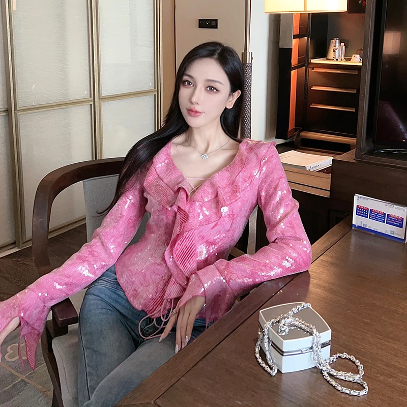 Новинка: Элегантный женский топ Wang JiuJiu с длинным рукавом, приталенный, с поясом, сексуальный, с отделкой из тюля, премиум-класса
Новинка: Элегантный женский топ Wang JiuJiu с длинным рукавом, приталенный, с поясом, сексуальный, с отделкой из тюля, премиум-класса