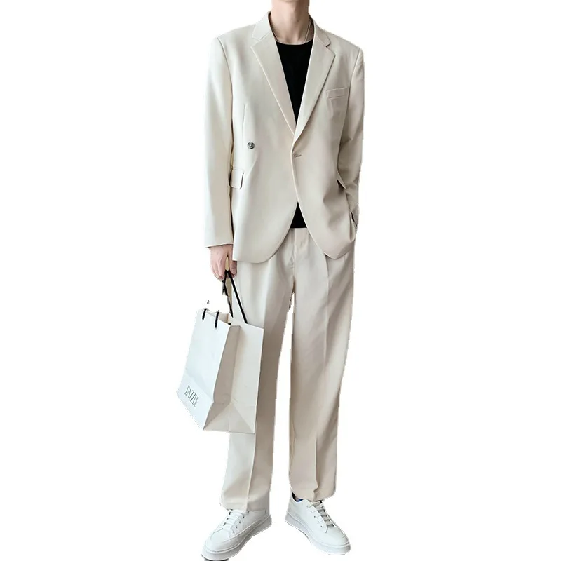 Lansboter Beige Men Suit 2 Pieces Casual Long Sleeve Slim Fit For Wedding Groom Banquet Business Daily Set Jacket With Pants
Lansboter Beige Men Suit 2 Pieces Casual Long Sleeve Slim Fit For Wedding Groom Banquet Business Daily Set Jacket With Pants