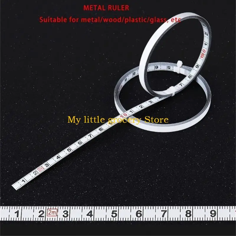 D5BD Workbench Ruler Backed Adhesive Measure Tape Metal Measuring Tool Scale Sticky Tape for Woodworking Drafting
