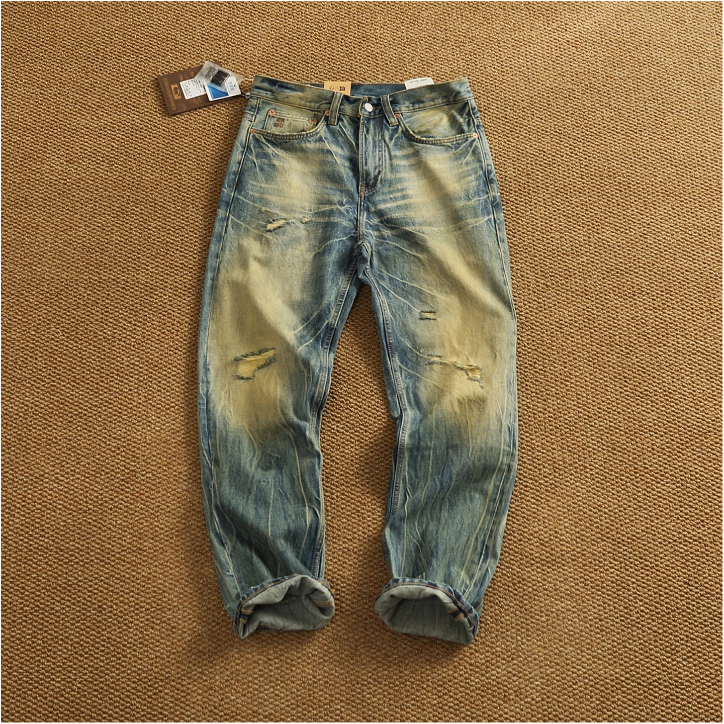2025 Autumn/Winter Straight Leg 14OZ Heavyweight Denim Jeans Slightly Tapered Distressed Patch Retro Washed Vintage Men's Pants
2025 Autumn/Winter Straight Leg 14OZ Heavyweight Denim Jeans Slightly Tapered Distressed Patch Retro Washed Vintage Men's Pants