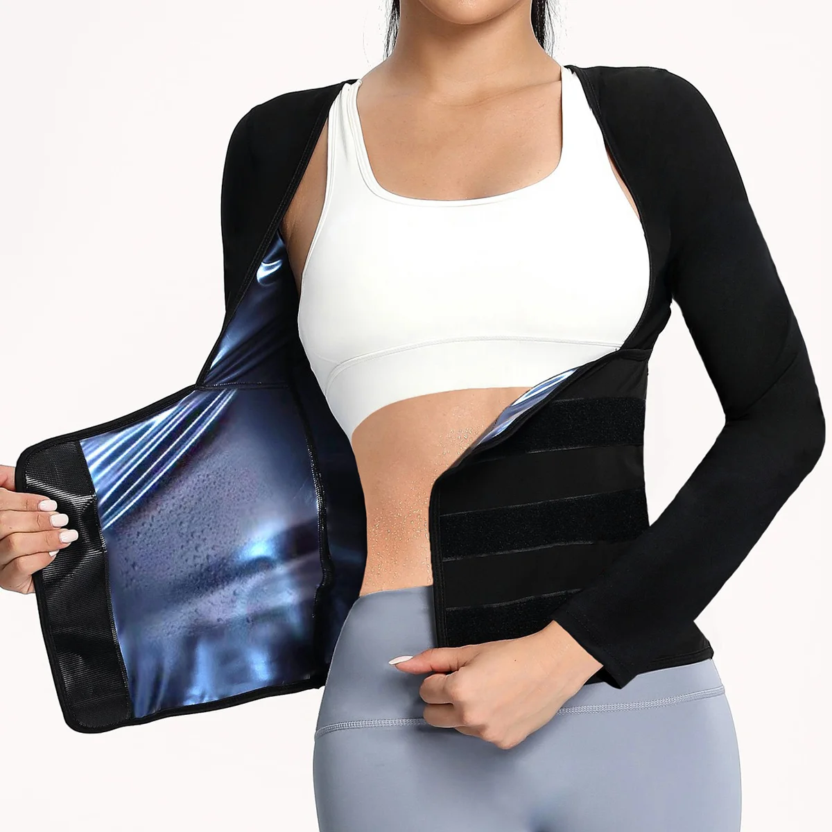 Женский термокостюм для похудения: куртка для фитнеса с длинными рукавами, утягивающий спортивный костюм для сжигания жира
Женский термокостюм для похудения: куртка для фитнеса с длинными рукавами, утягивающий спортивный костюм для сжигания жира