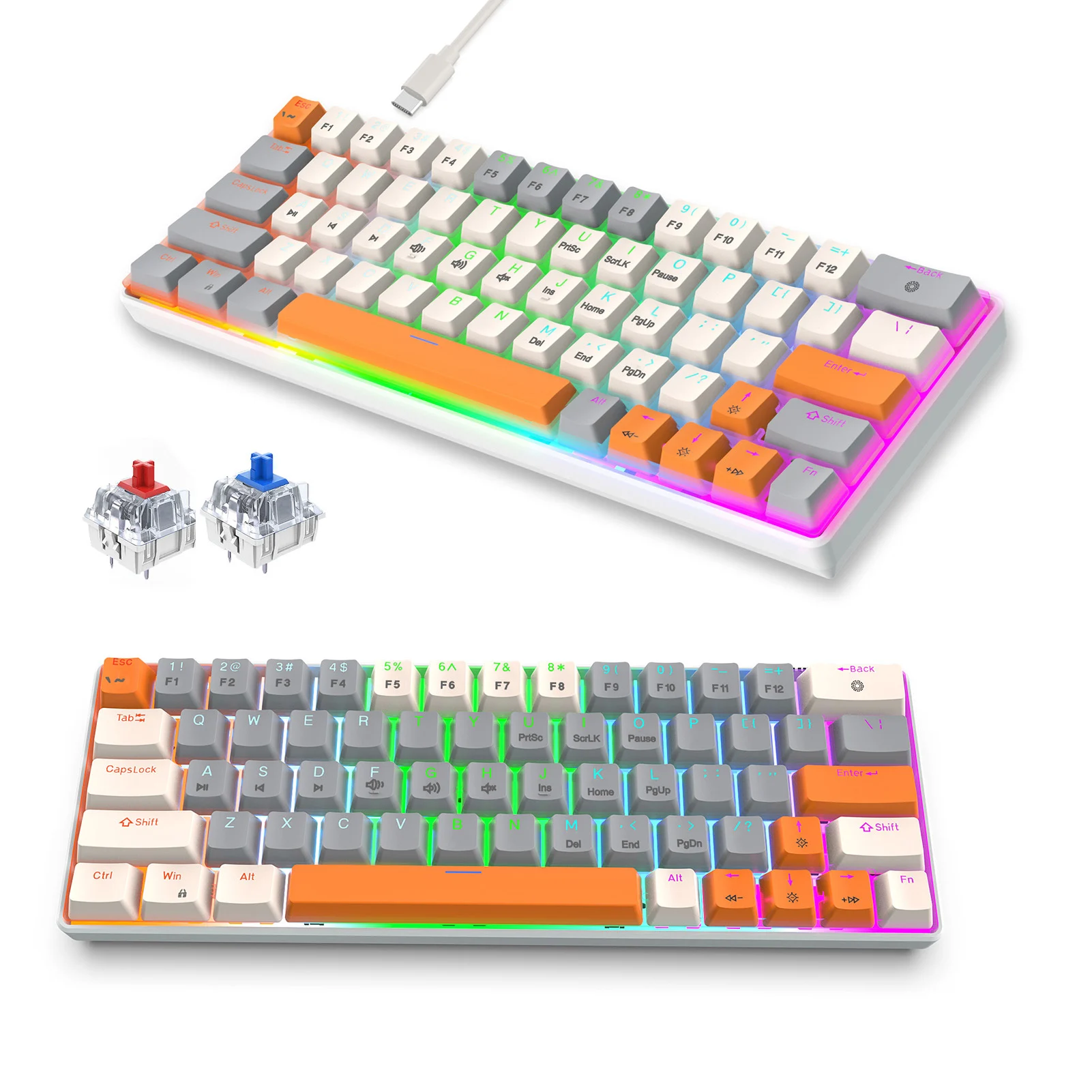 Проводная игровая клавиатура на 63 клавиши, компактная механическая клавиатура с возможностью горячей замены переключателей для игр и работы
Проводная игровая клавиатура на 63 клавиши, компактная механическая клавиатура с возможностью горячей замены переключателей для игр и работы