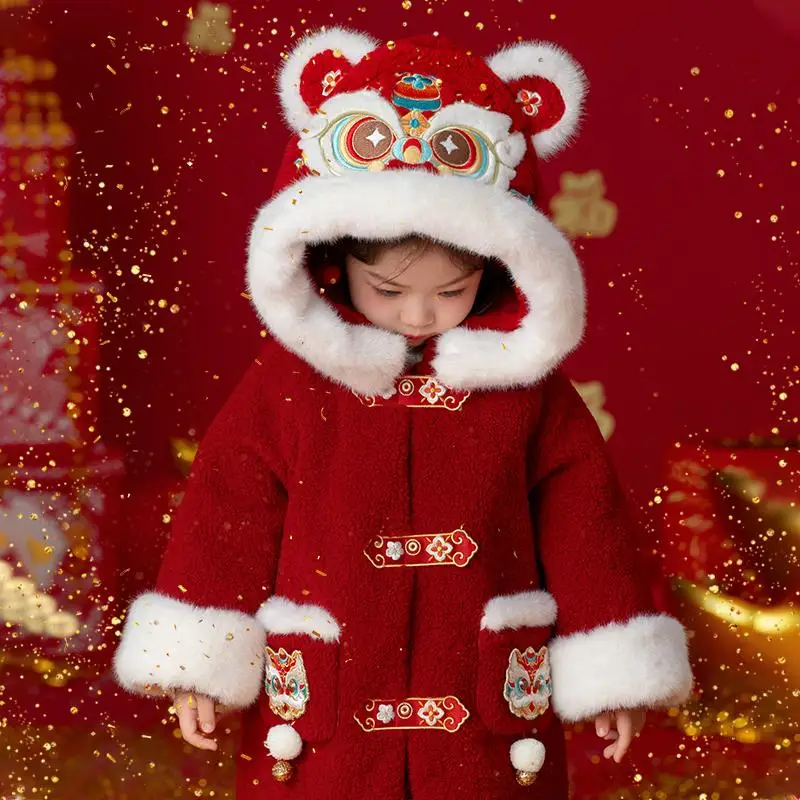 Hanfu Girls' Chinese New Year's Clothing Red Coat Jacket Thickened and Fleece New Year's Clothing for Baby Girls
Hanfu Girls' Chinese New Year's Clothing Red Coat Jacket Thickened and Fleece New Year's Clothing for Baby Girls