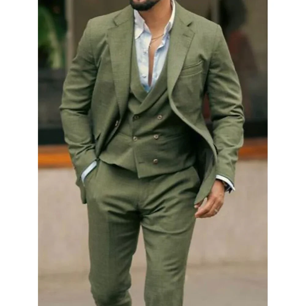 Fashion Solid Men Suits Green Chic Notch Lapel Single Breasted Outfits Business Office Casual Slim Male Suit 3 Piece Set
Fashion Solid Men Suits Green Chic Notch Lapel Single Breasted Outfits Business Office Casual Slim Male Suit 3 Piece Set